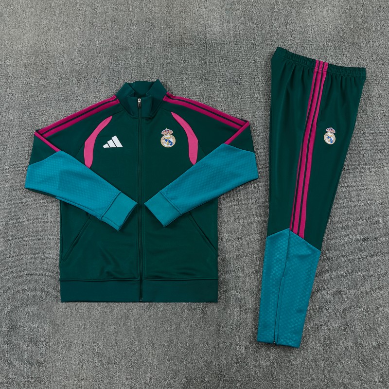 26/27 Real Madrid Dark Green Full Zipper Jacket Tracksuit + Long Pants