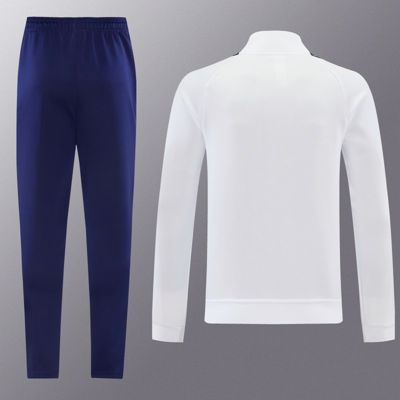 26/27 Real Madrid White Full Zipper Jacket Tracksuit + Long Pants