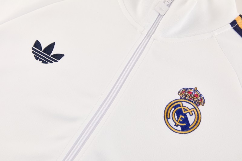 26/27 Real Madrid White Full Zipper Jacket Tracksuit + Long Pants