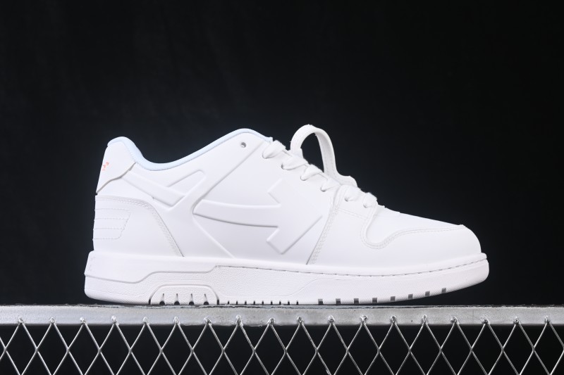 Off-White Out Of Office Low-Top Casual Sneakers in White with Orange Arrow - AJD4