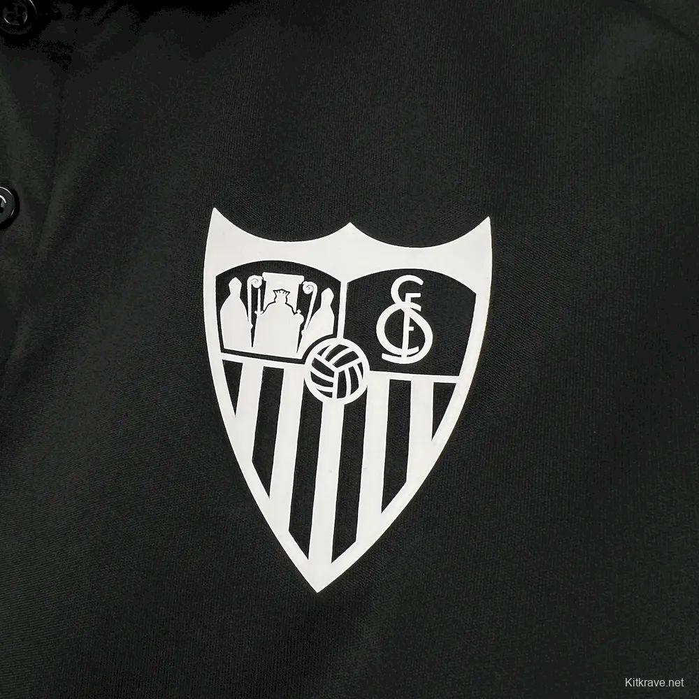 2025/26 Mens Sevilla FC Black Travel Polo Jersey