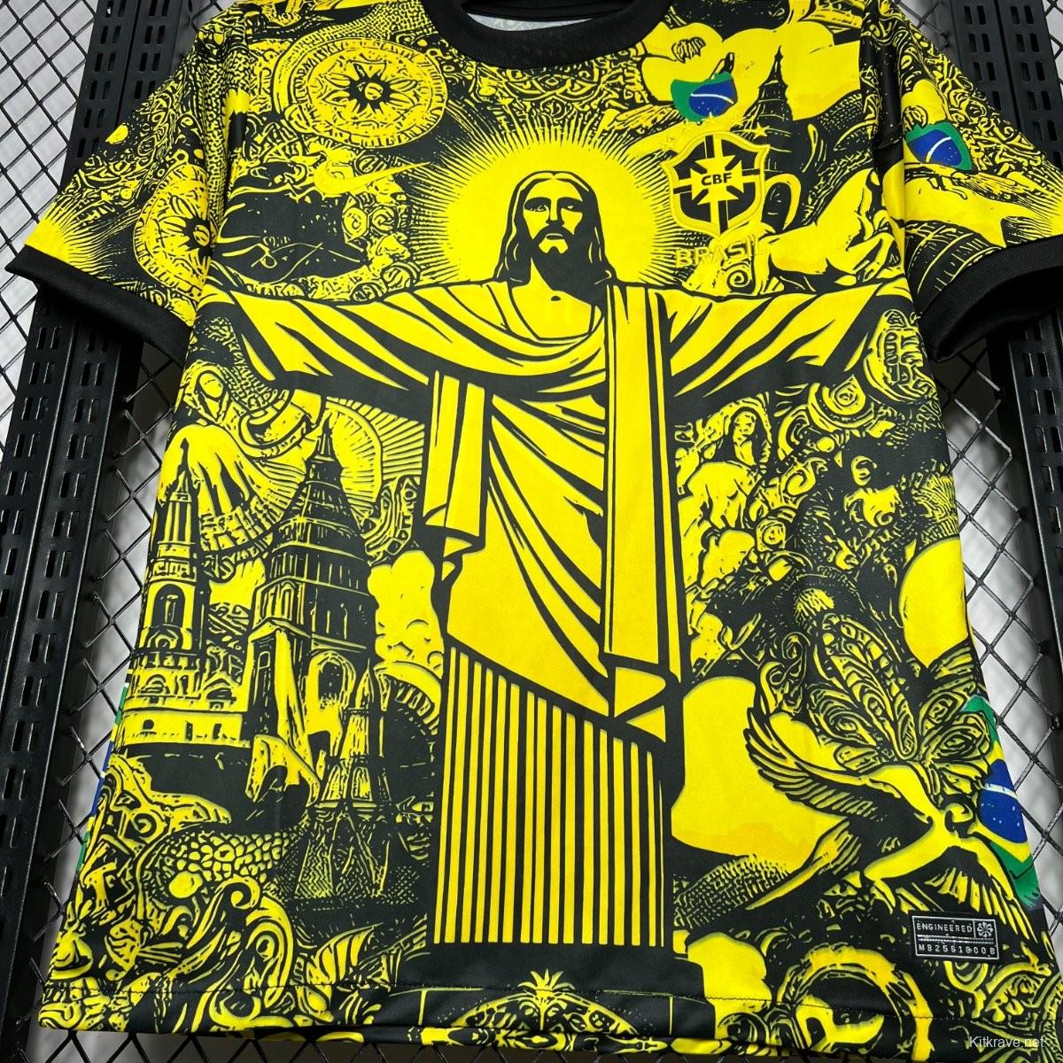 2024 Brazil X Christ Yellow Special Jersey