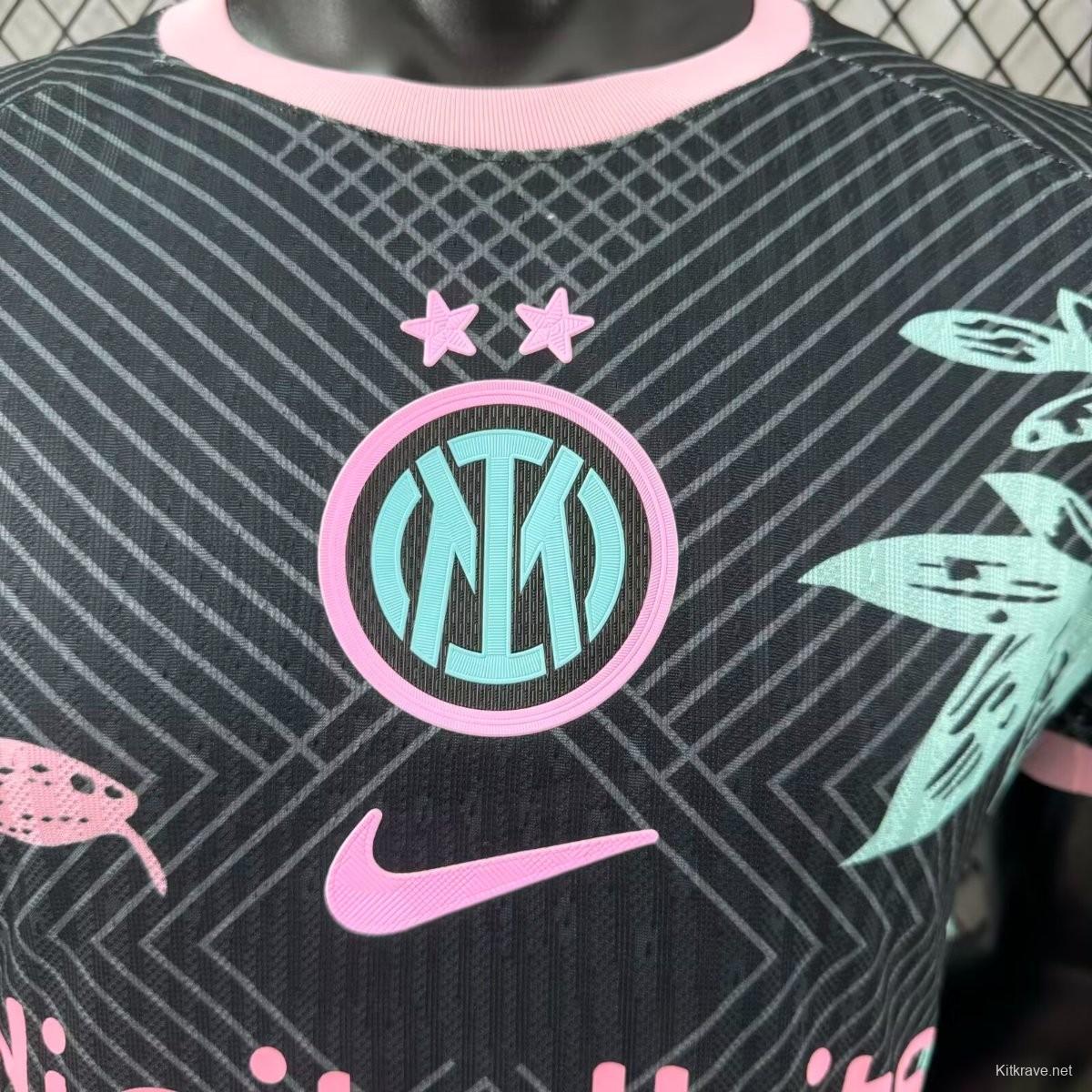 Player Version 25/26 Inter Milan Black with Snake and Floral Pattern Jersey