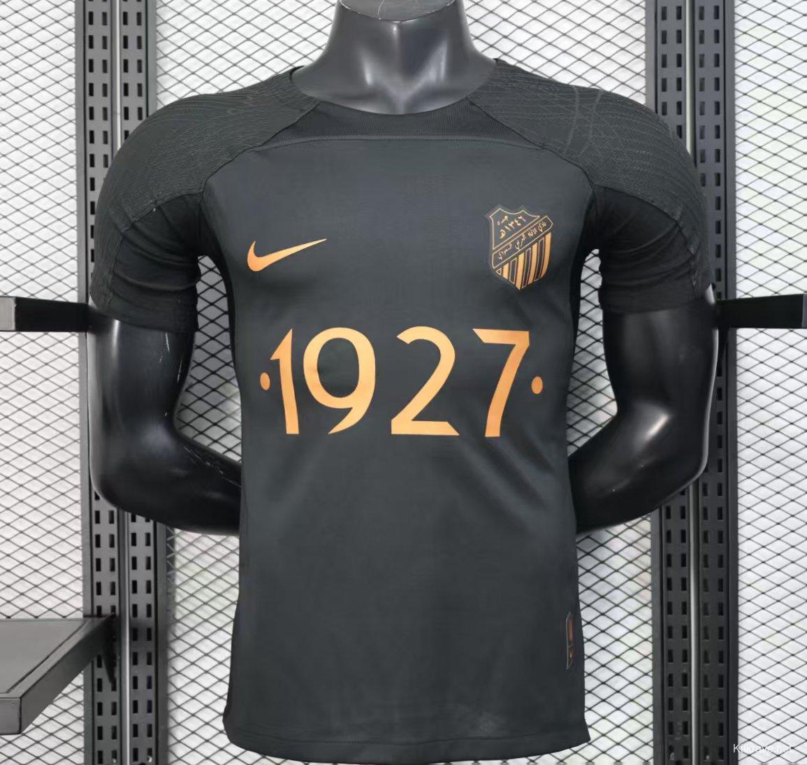 Player Version 25/26 Al-Ahli Black Champion Jersey With Golden Sponsor