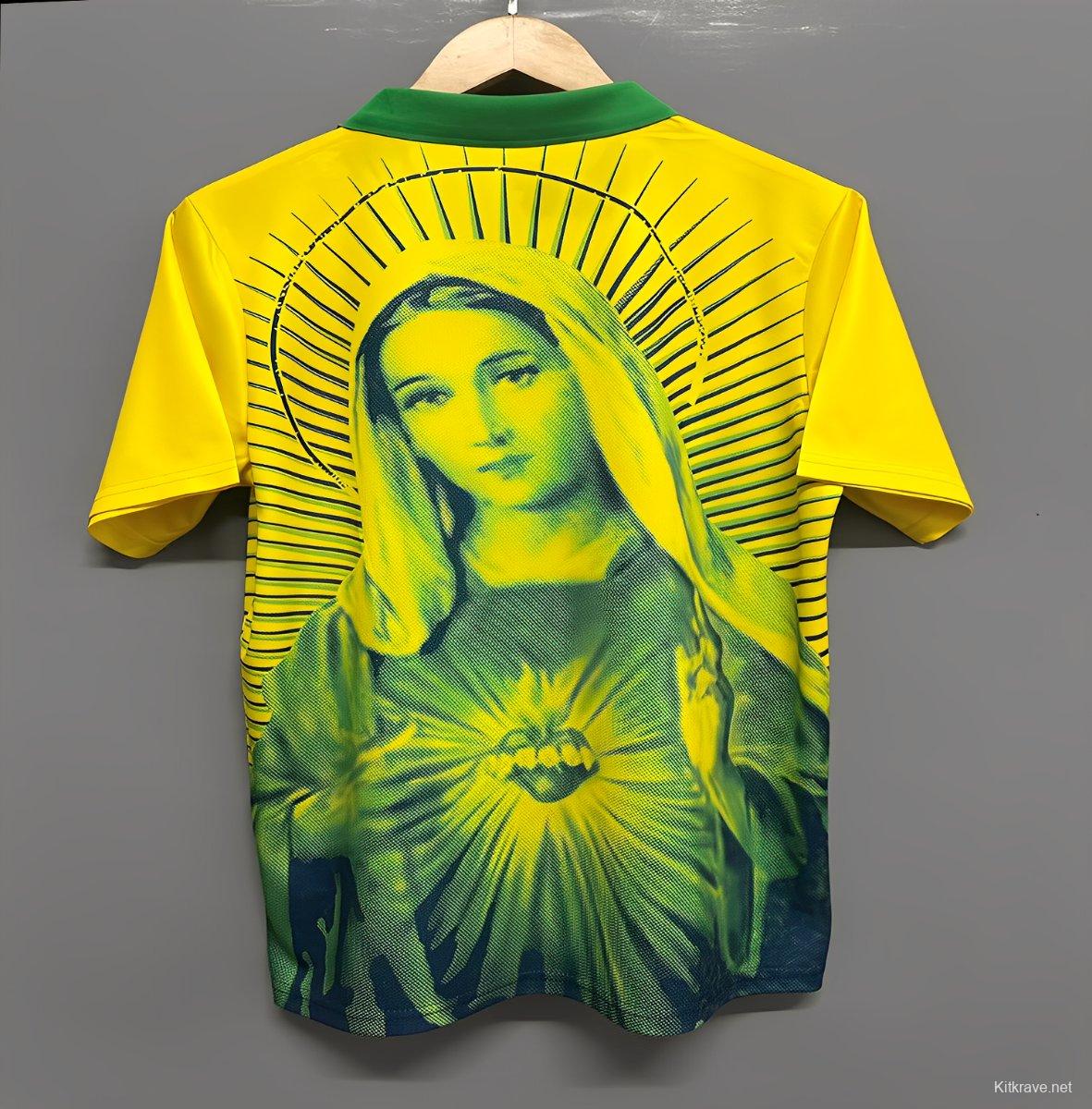 2026 Brazil Yellow with Virgin Mary Print Jersey