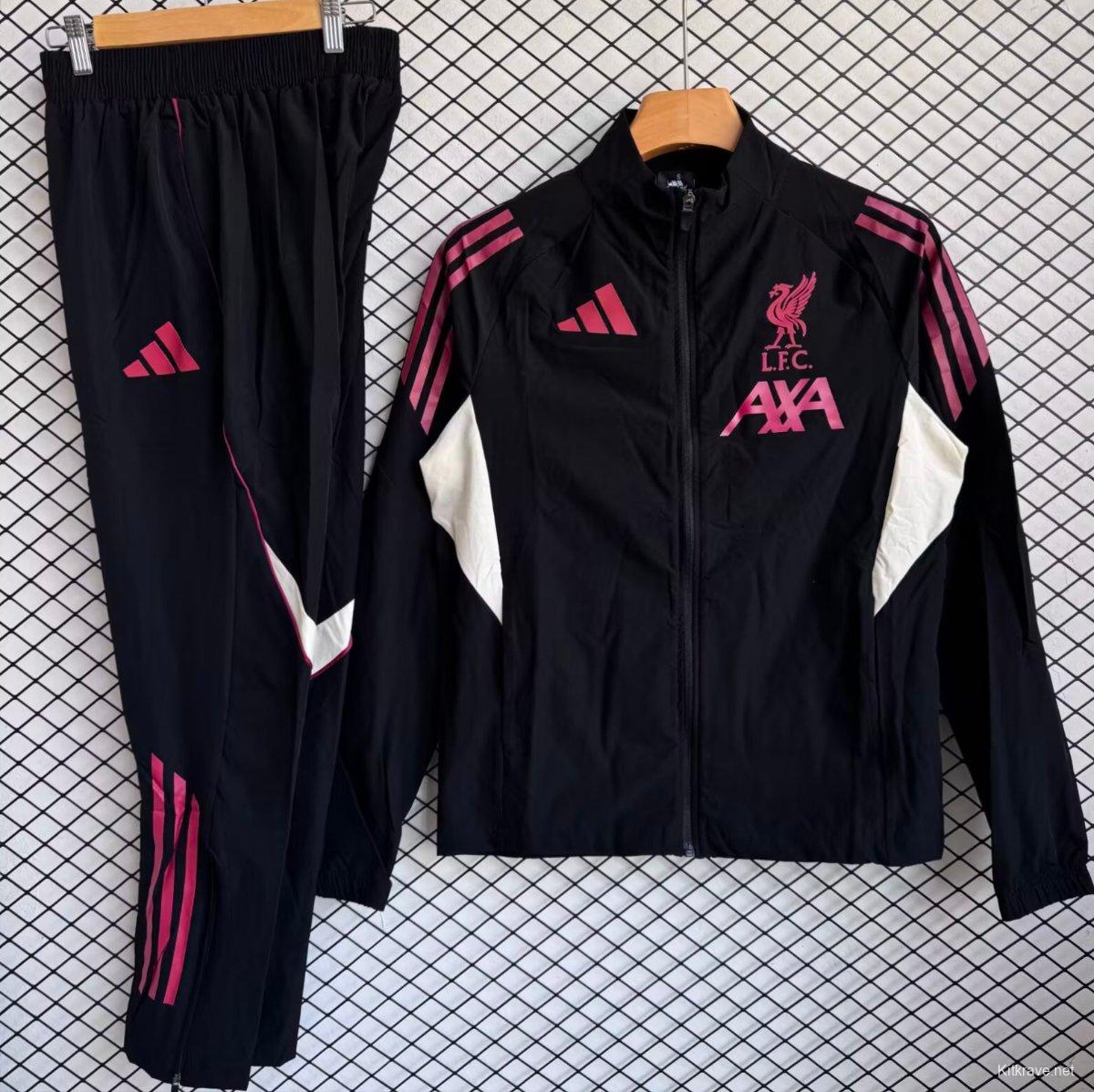 25/26 Liverpool Black with Pink Full zipper Jacket Tracksuit+ long pants