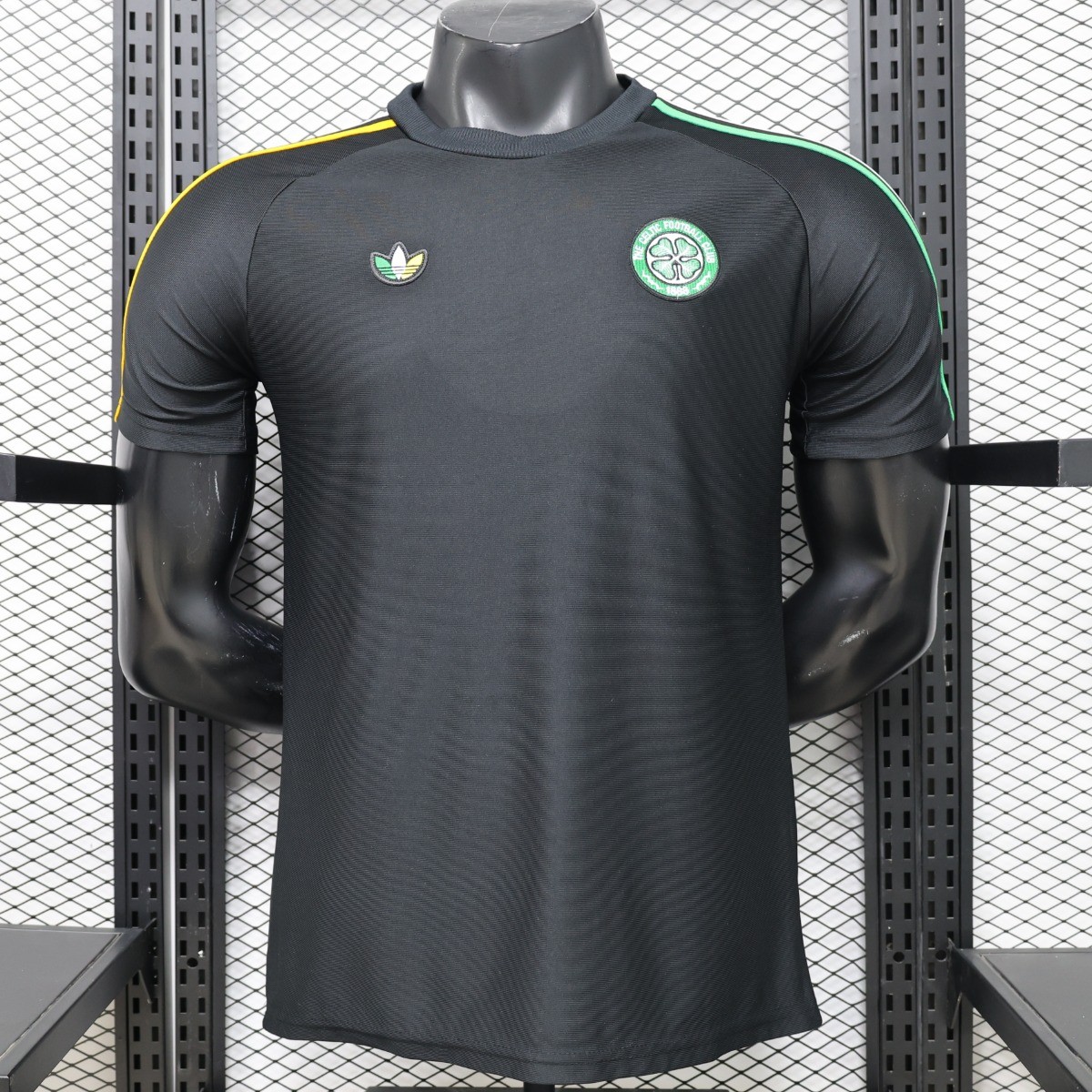Player Version 26/27 Celtic Black with Asymmetric Yellow & Green Stripe Jersey