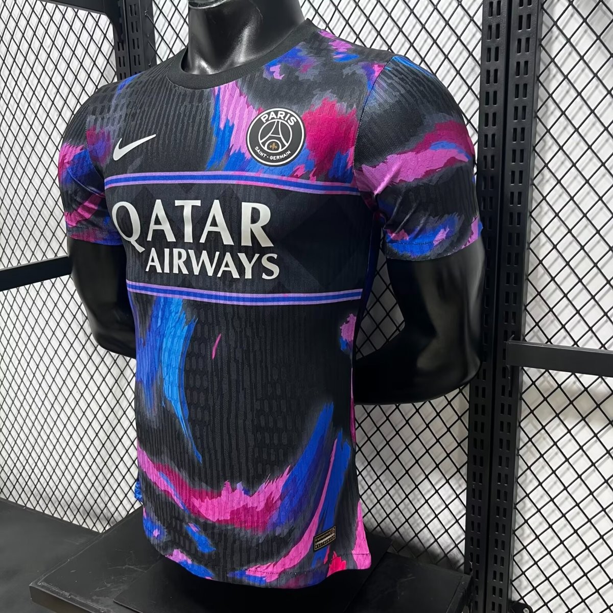 Player Version 25/26 PSG Paris Saint-Germain Black Pink Blue Special Edition Soccer Jersey