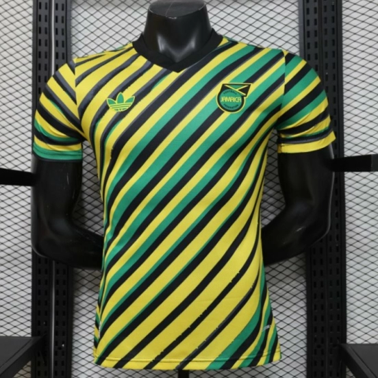 Player Version 2026 Jamaica x Adidas Originals Home Yellow Diagonal Stripe Jersey