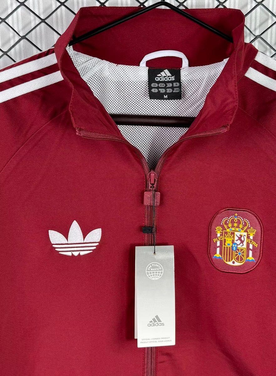 2026 Spain Burgundy Red Full Zipper Windbreaker