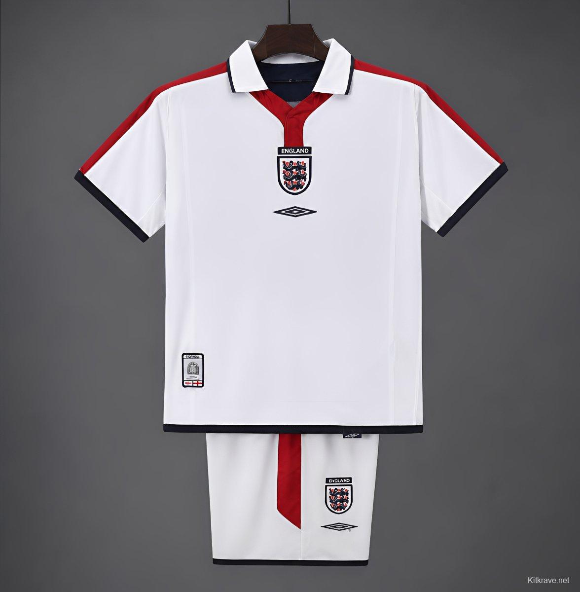 Retro 2003/04 Kids England White Home Jersey