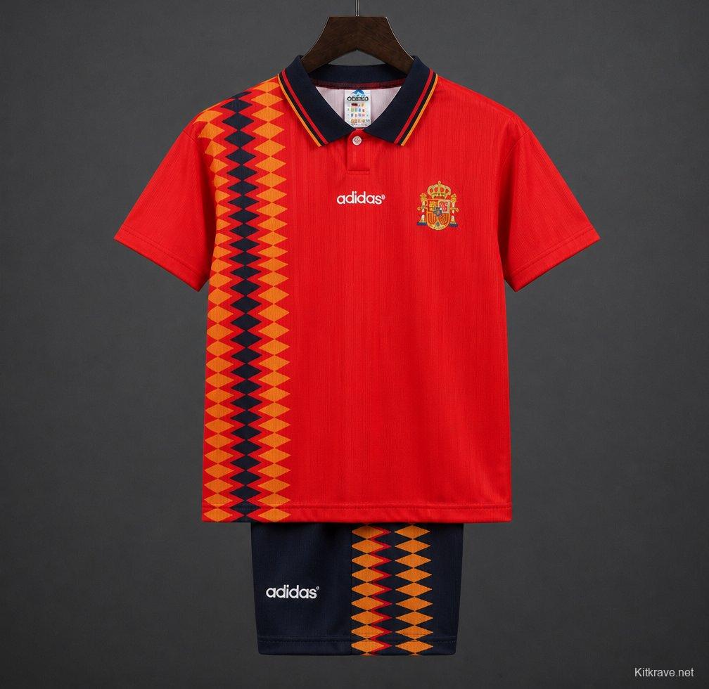 Retro Kids 1994 Spain Home Jersey