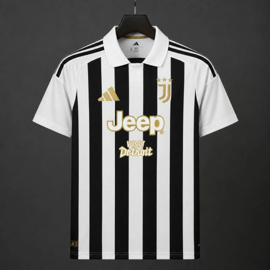 26/27 Juventus Home Jersey With Jeep Visit Detroit Sponsor