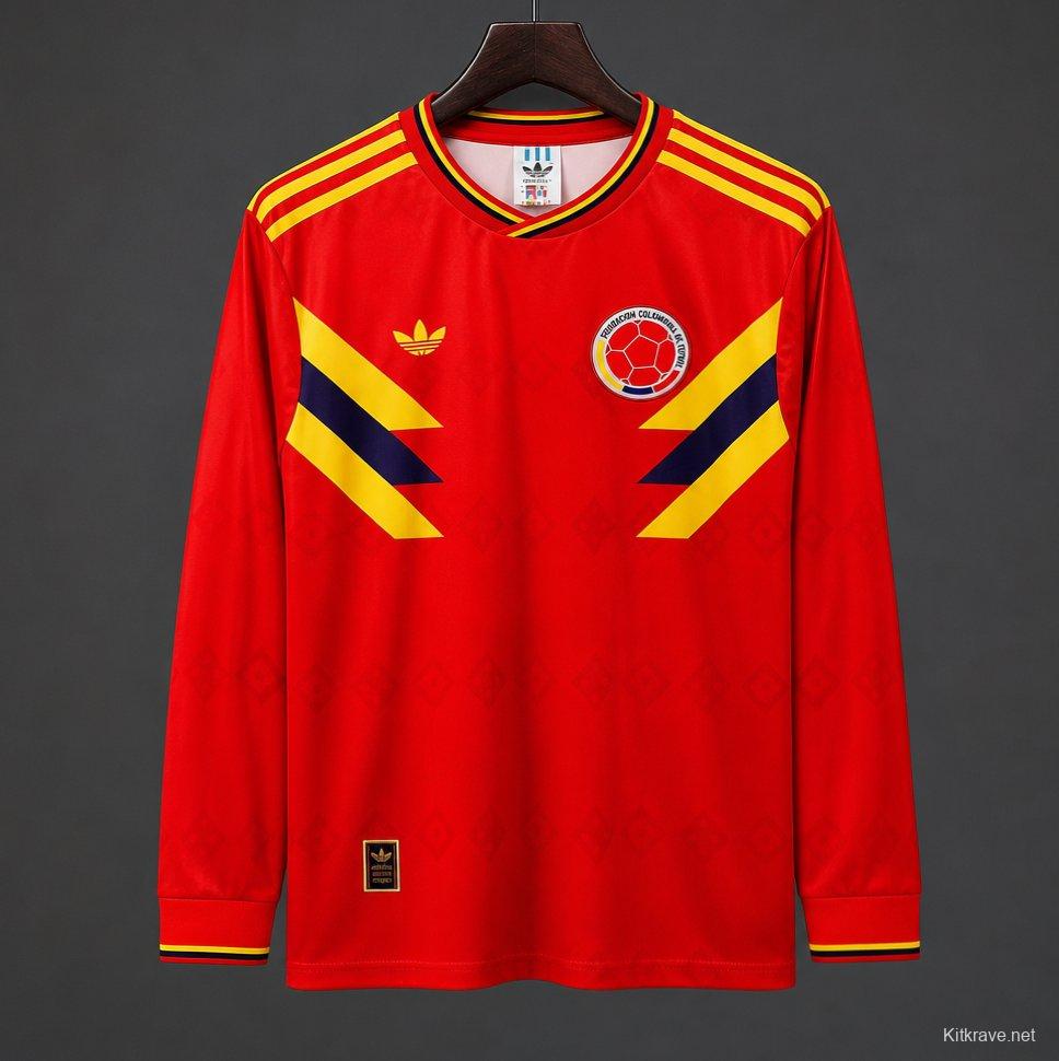 Retro 1990 Colombia Away Long Sleeve Jersey