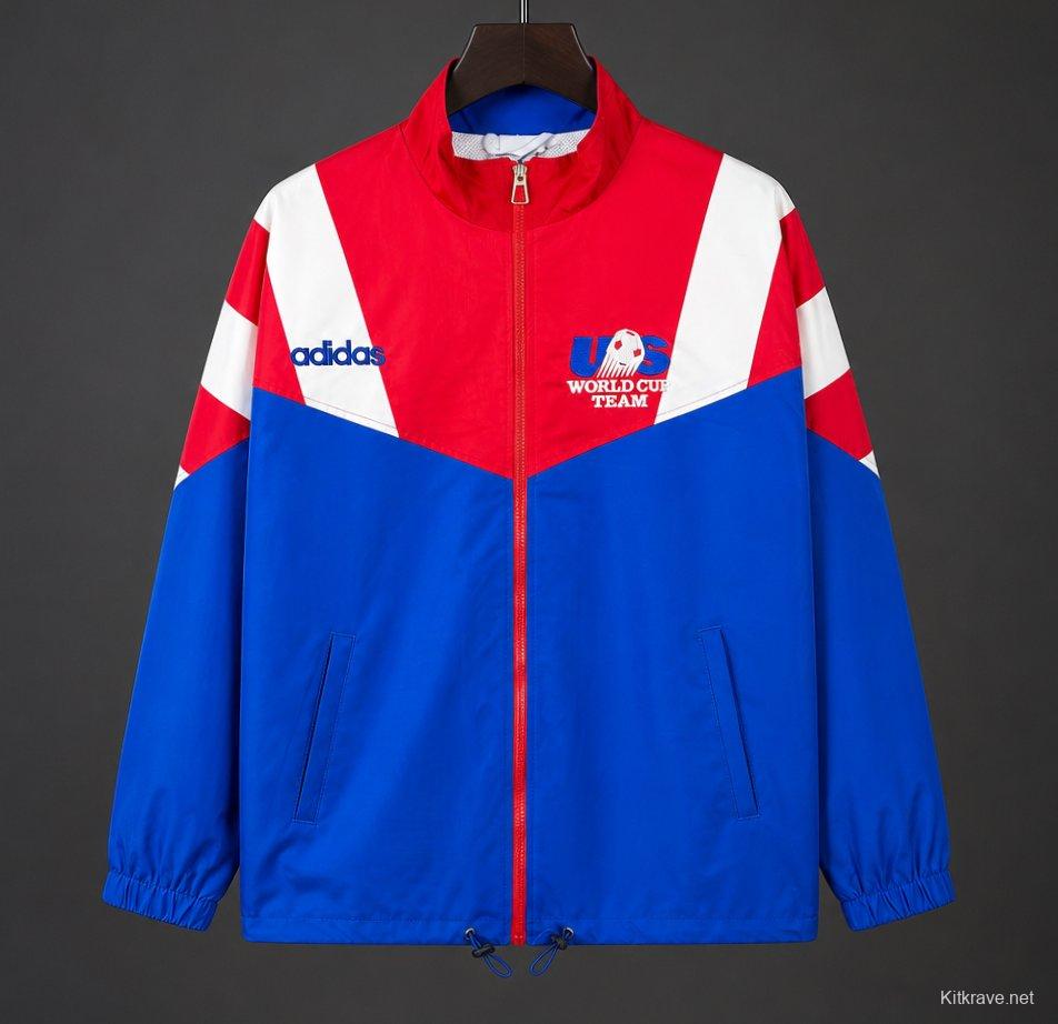 Retro 1994 USA Blue Full Zipper Windbreaker