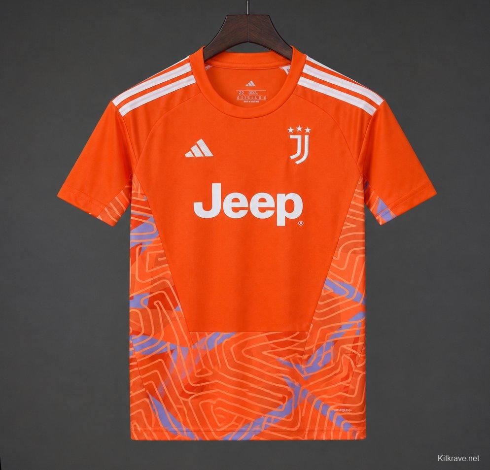26/27 Juventus Orange with Abstract Maze Pattern Goalkeeper Jersey Set
