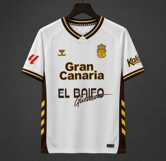 25/26 UD Las Palmas  Away White/Brown Jersey – Quevedo "El Baifo" Limited Edition