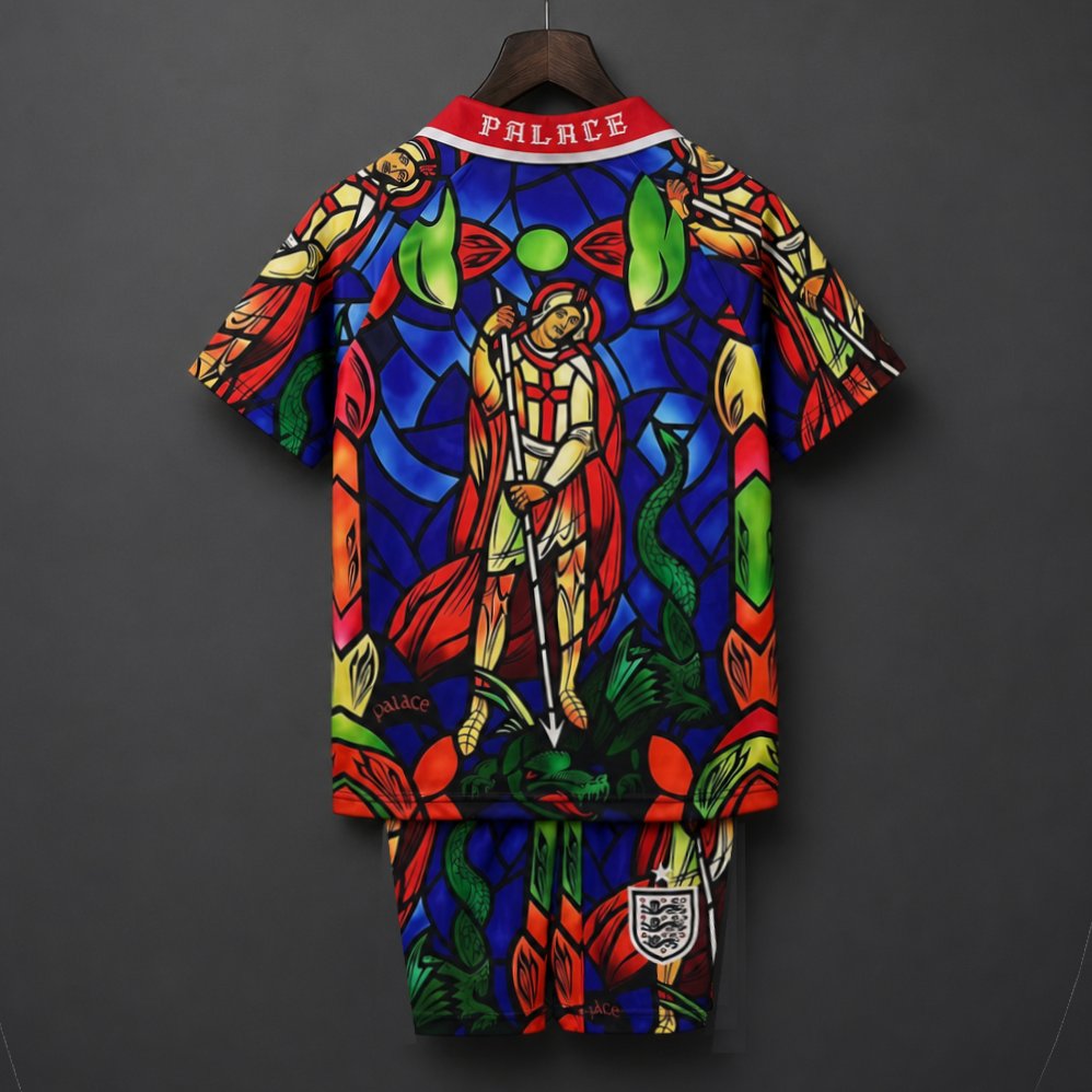 2026 Kids England x Palace Skateboards St. George Dragon Stained-glass Red  Jersey