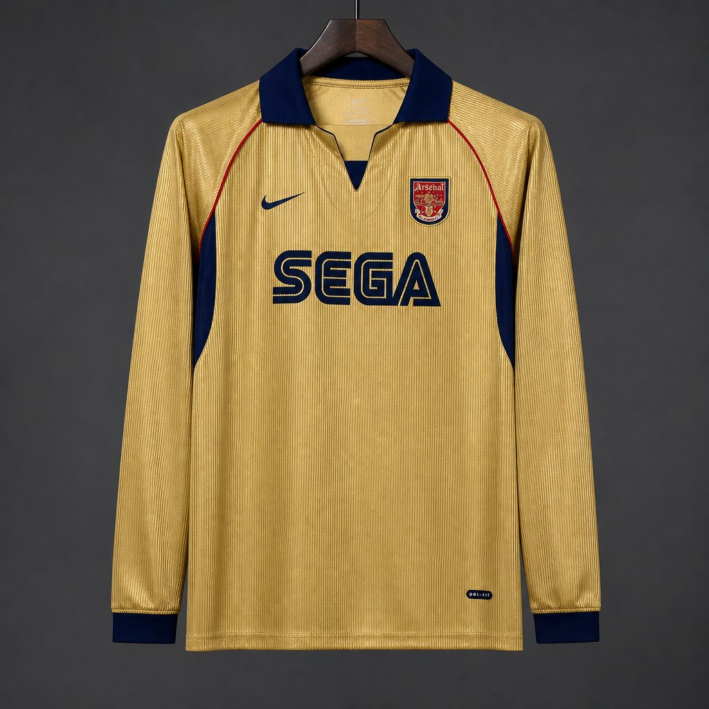 26/27 Arsenal Vintage 2001/02 Remake Gold Long Sleeve Away Jersey
