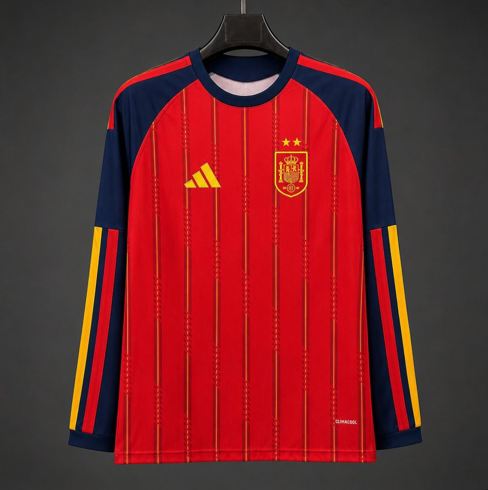 2026 Spain Home  2 Stars  Long Sleeve Jersey