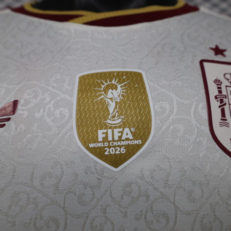 Player Version 2 Star 2026 Spain Away White Long Sleeve Jersey With Champion Patch