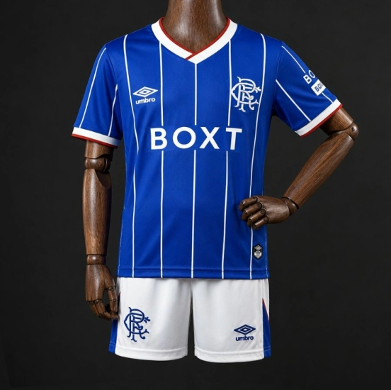 Kids 26/27 Rangers FC Blue Pinstripe Home Jersey Kit