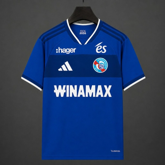 26/27 RC Strasbourg Alsace Home Blue with Dual-Tone Blue Panel Jersey